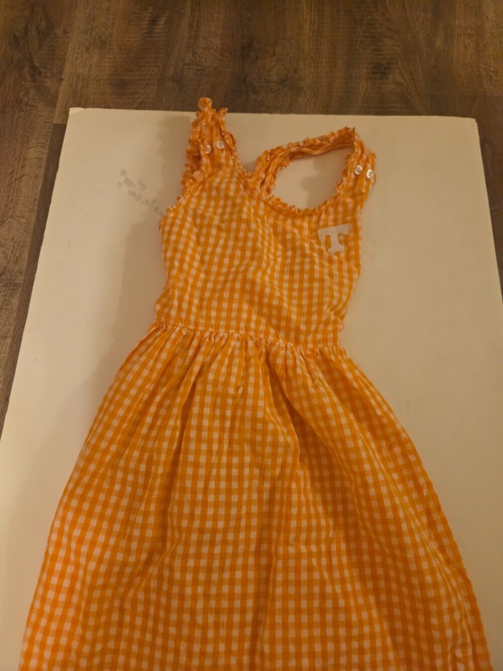 GarbTeam Tennessee Volunteers "Power T" Embrodiery Orange & White Gingham Dress